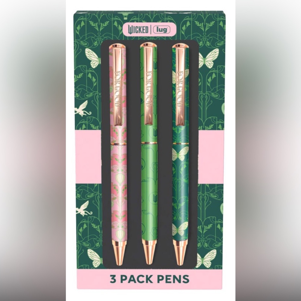 Lug x Wicked For Good Pens (Elphaba Green and Glinda Pink with Gold 3-pack) - Picture 12 of 12